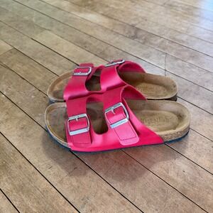 Sanosan Aston Nubuck Cherry Womens Sz 39 Two Strap Sandals Leather Buckle